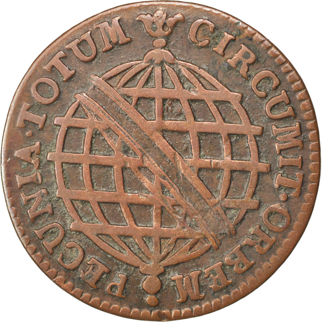 BRAZIL, 5 Reis, 1774, Lisbon, KM #173.3, EF(40-45), Copper, 3.85