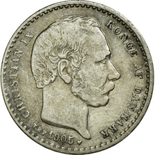 Coin, Denmark, Christian IX, 25 Öre, 1905, Copenhagen, EF(40-45), Silver