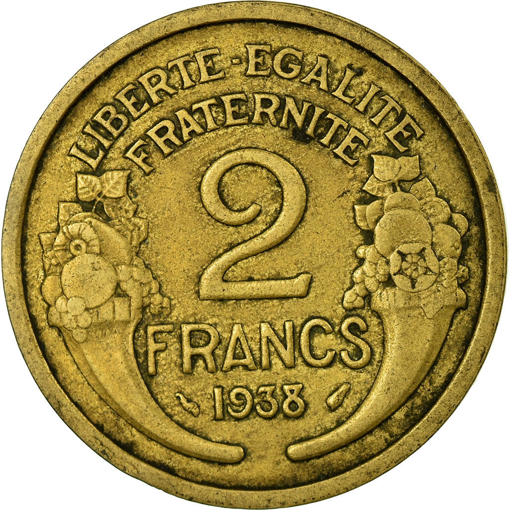 Munten, Frankrijk, Morlon, 2 Francs, 1938, FR+, Aluminum-Bronze, KM:886