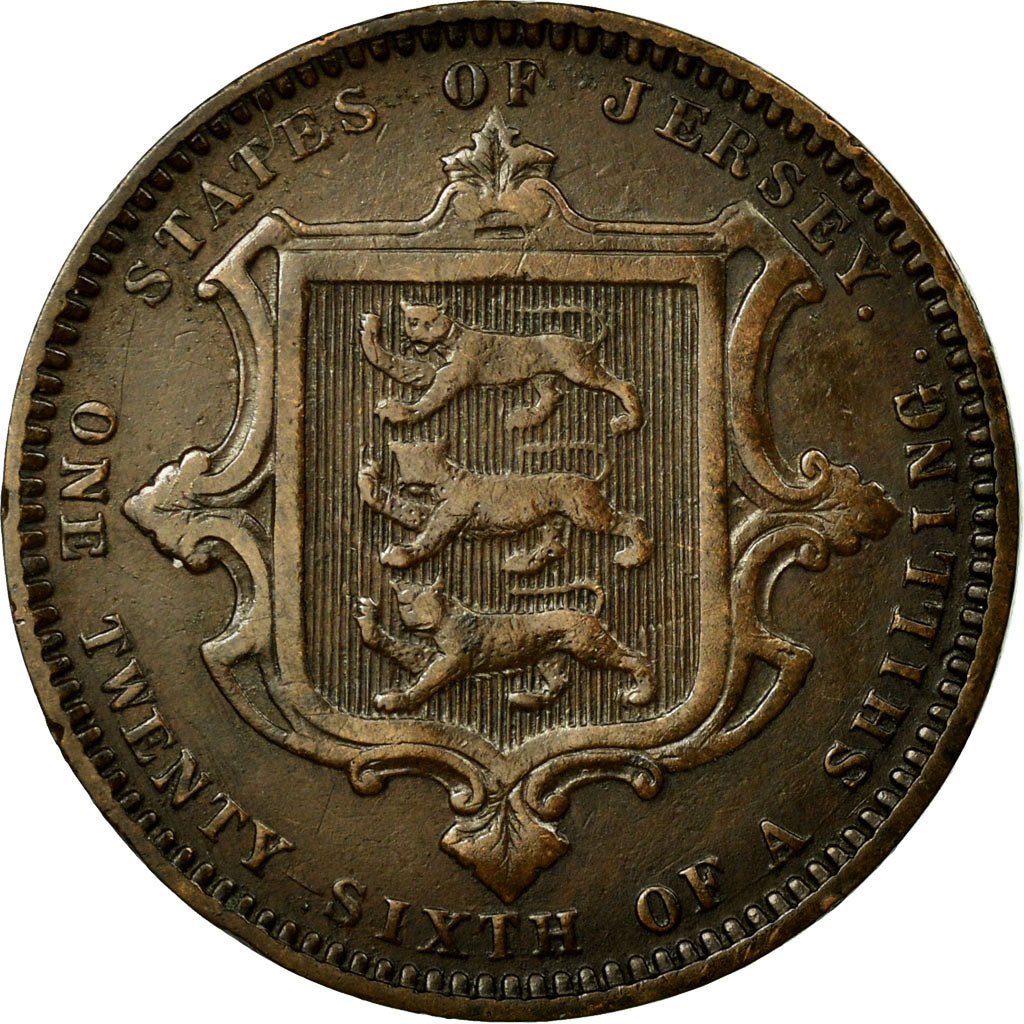 Coin, Jersey, Victoria, 1/26 Shilling, 1871, EF(40-45), Bronze, KM:4