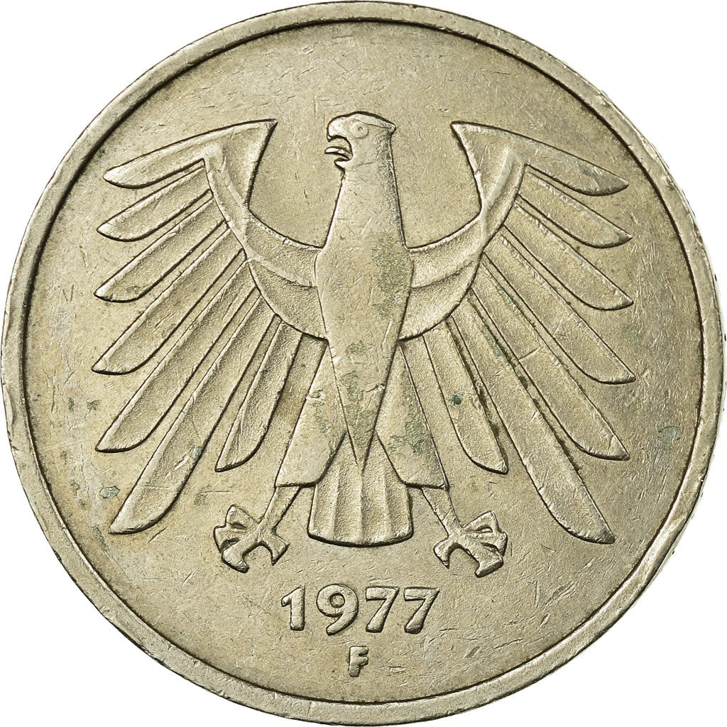 Coin, GERMANY - FEDERAL REPUBLIC, 5 Mark, 1977, Stuttgart, VF(30-35)