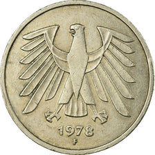 Coin, GERMANY - FEDERAL REPUBLIC, 5 Mark, 1978, Stuttgart, VF(30-35)