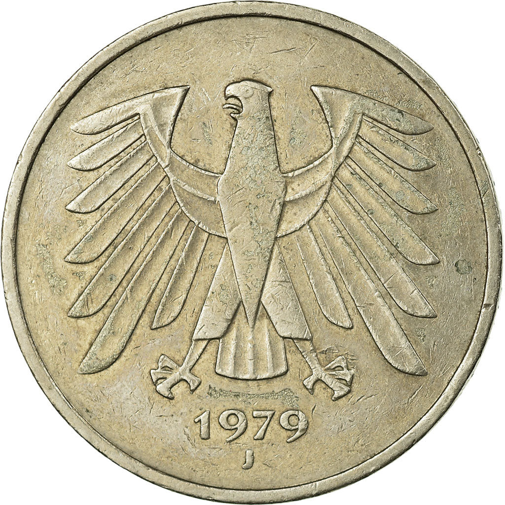 Munten, Federale Duitse Republiek, 5 Mark, 1979, Hamburg, FR+, Copper-Nickel