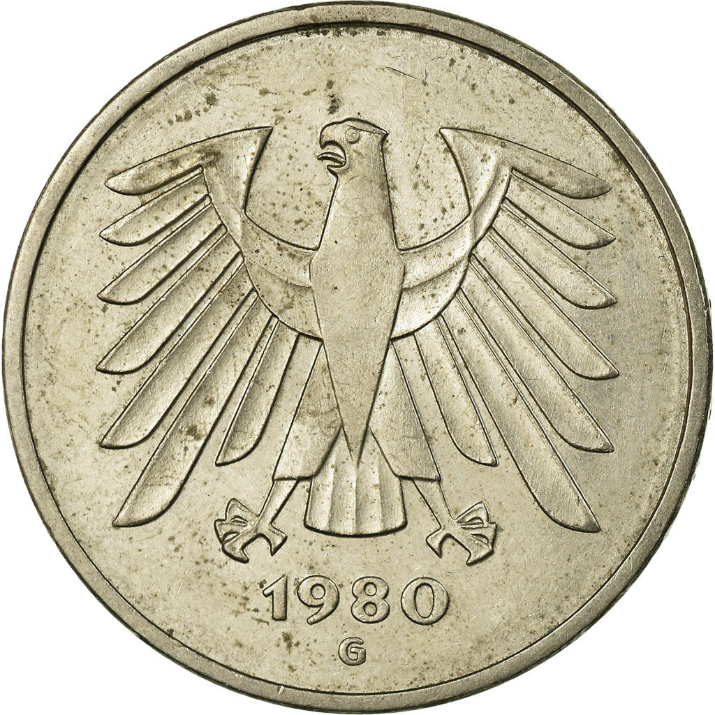 Monnaie, République fédérale allemande, 5 Mark, 1980, Karlsruhe, TTB