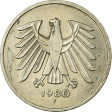 Coin, GERMANY - FEDERAL REPUBLIC, 5 Mark, 1980, Stuttgart, VF(30-35)