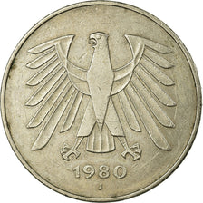 Coin, GERMANY - FEDERAL REPUBLIC, 5 Mark, 1980, Hamburg, VF(30-35)