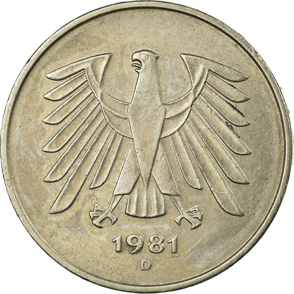 Moneta, GERMANIA - REPUBBLICA FEDERALE, 5 Mark, 1981, Munich, BB, Nichel
