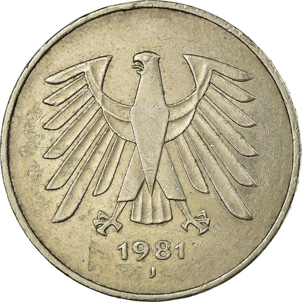 Coin, GERMANY - FEDERAL REPUBLIC, 5 Mark, 1981, Hamburg, VF(30-35)