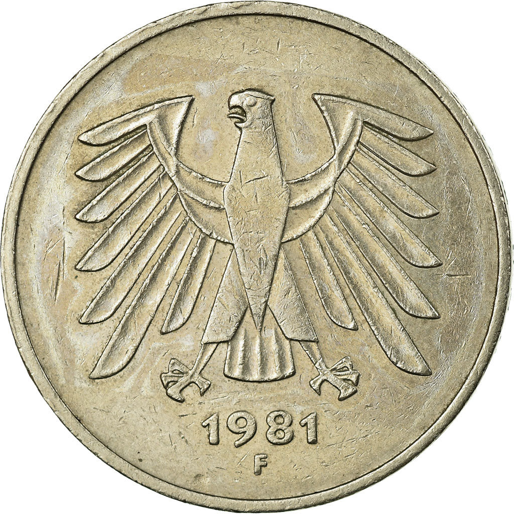 Coin, GERMANY - FEDERAL REPUBLIC, 5 Mark, 1981, Stuttgart, VF(30-35)