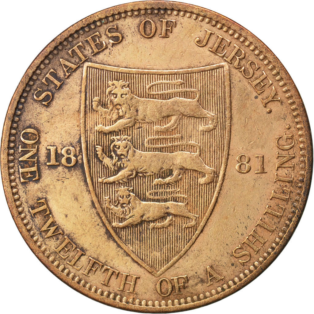 Monnaie, Jersey, Victoria, 1/12 Shilling, 1881, TTB+, Bronze, KM:8