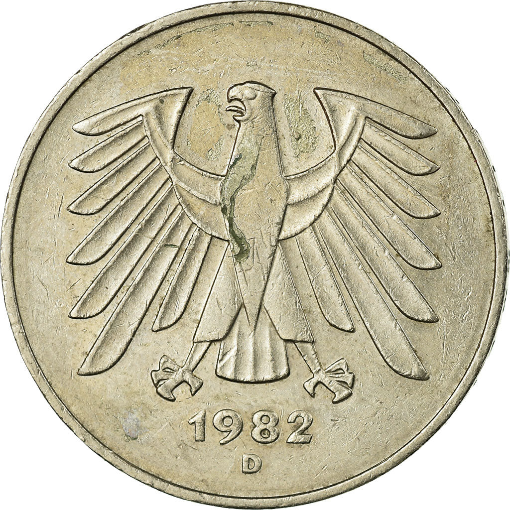 Coin, GERMANY - FEDERAL REPUBLIC, 5 Mark, 1982, Munich, EF(40-45), Copper-Nickel