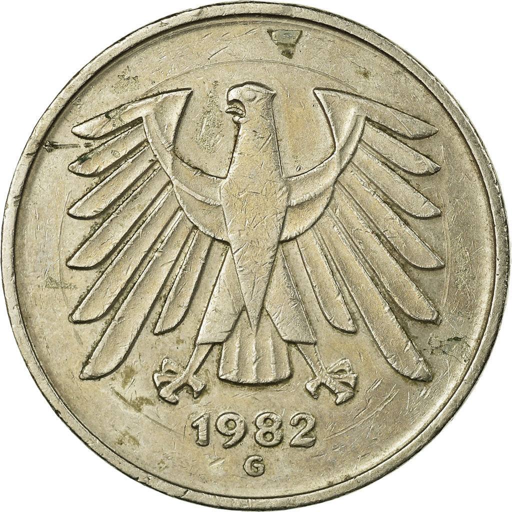 Coin, GERMANY - FEDERAL REPUBLIC, 5 Mark, 1982, Karlsruhe, EF(40-45)