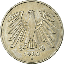 Coin, GERMANY - FEDERAL REPUBLIC, 5 Mark, 1983, Munich, EF(40-45), Copper-Nickel