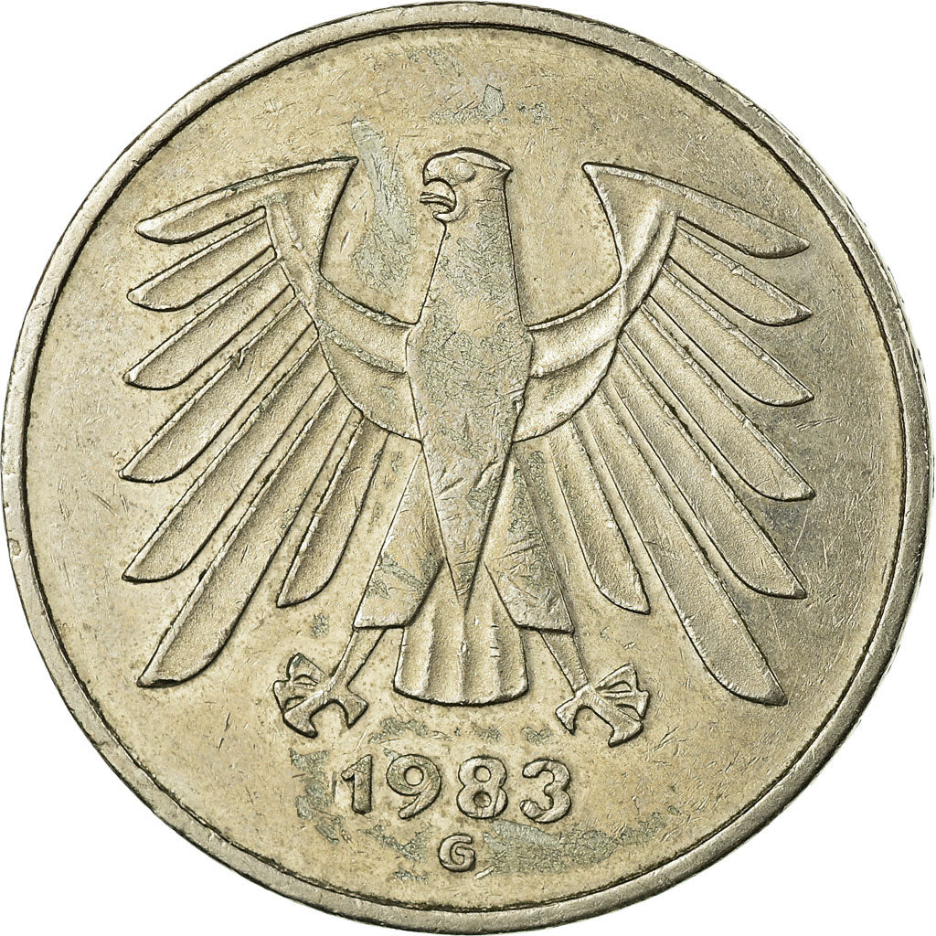 Coin, GERMANY - FEDERAL REPUBLIC, 5 Mark, 1983, Karlsruhe, VF(30-35)