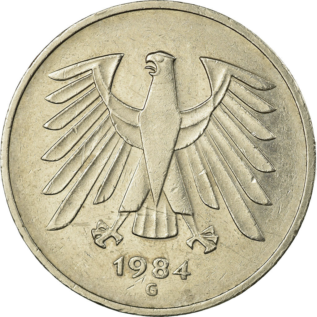 Coin, GERMANY - FEDERAL REPUBLIC, 5 Mark, 1984, Karlsruhe, EF(40-45)
