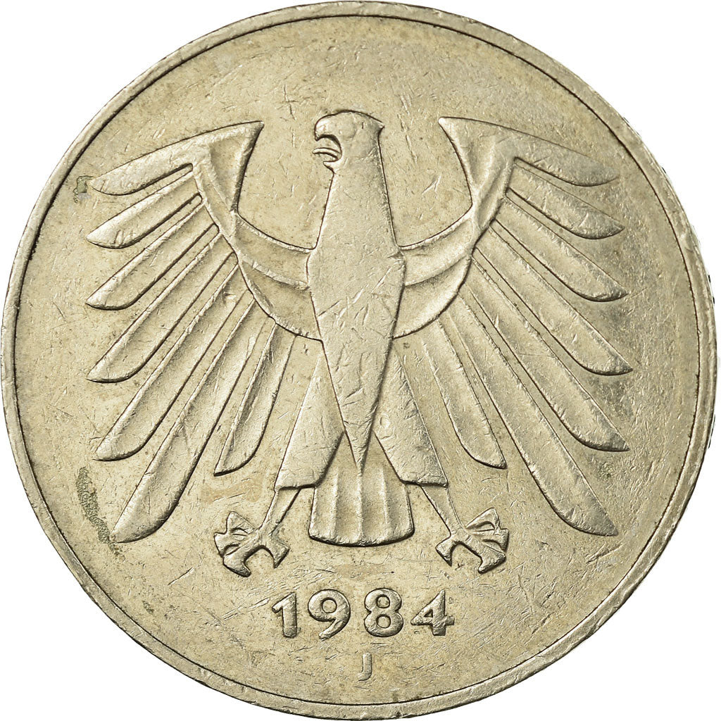 Moneda, ALEMANIA - REPÚBLICA FEDERAL, 5 Mark, 1984, Hamburg, MBC, Cobre -