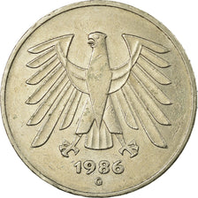 Coin, GERMANY - FEDERAL REPUBLIC, 5 Mark, 1986, Karlsruhe, EF(40-45)