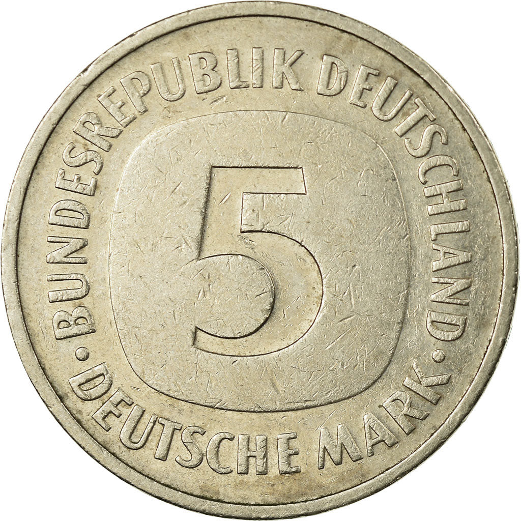 Coin, GERMANY - FEDERAL REPUBLIC, 5 Mark, 1986, Karlsruhe, EF(40-45)