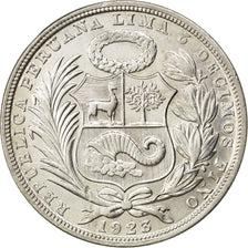 PERU, Sol, 1923, Philadelphia, KM #218.1, AU(50-53), Silver, 37, 25.00