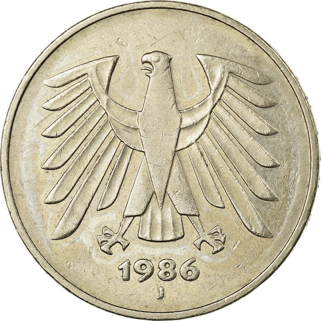 Coin, GERMANY - FEDERAL REPUBLIC, 5 Mark, 1986, Hamburg, EF(40-45)