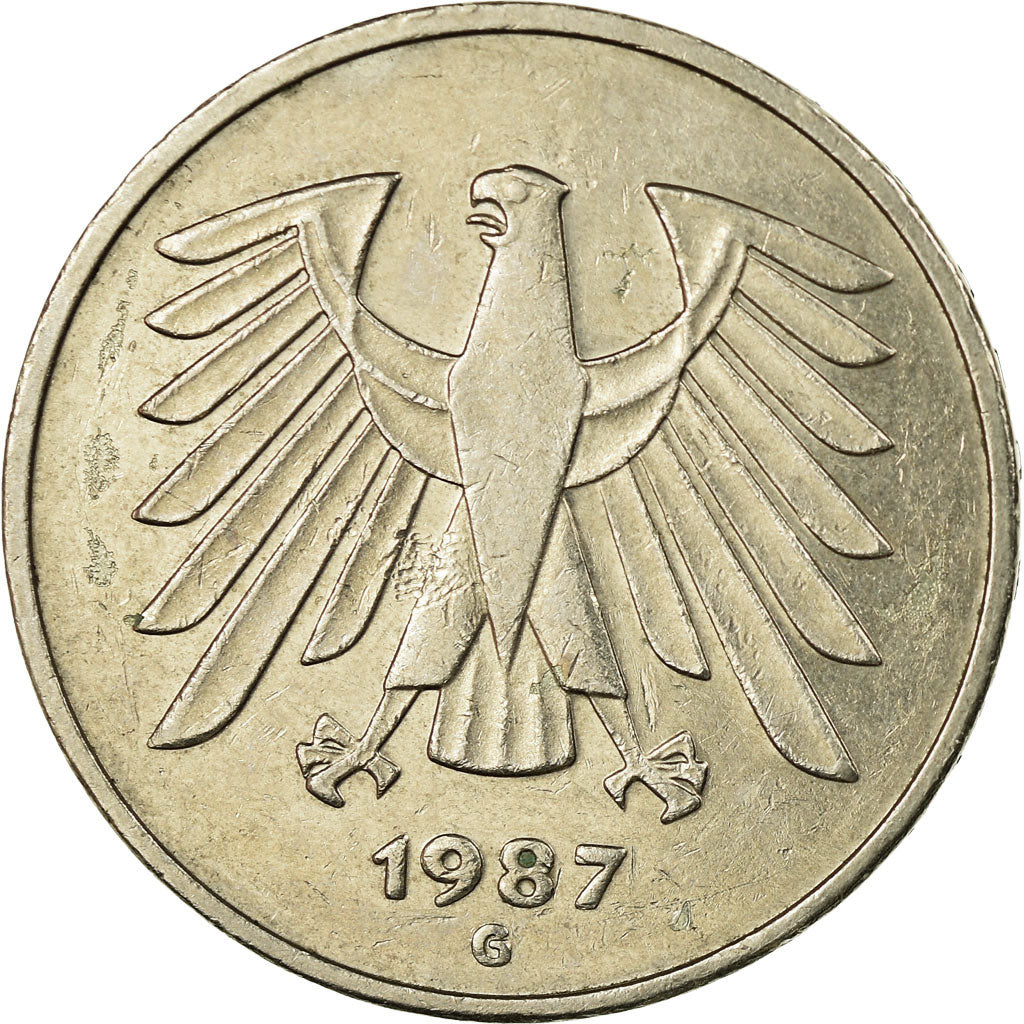 Coin, GERMANY - FEDERAL REPUBLIC, 5 Mark, 1987, Karlsruhe, EF(40-45)