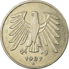Coin, GERMANY - FEDERAL REPUBLIC, 5 Mark, 1987, Karlsruhe, EF(40-45)