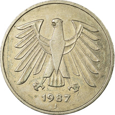 Coin, GERMANY - FEDERAL REPUBLIC, 5 Mark, 1987, Hamburg, EF(40-45)