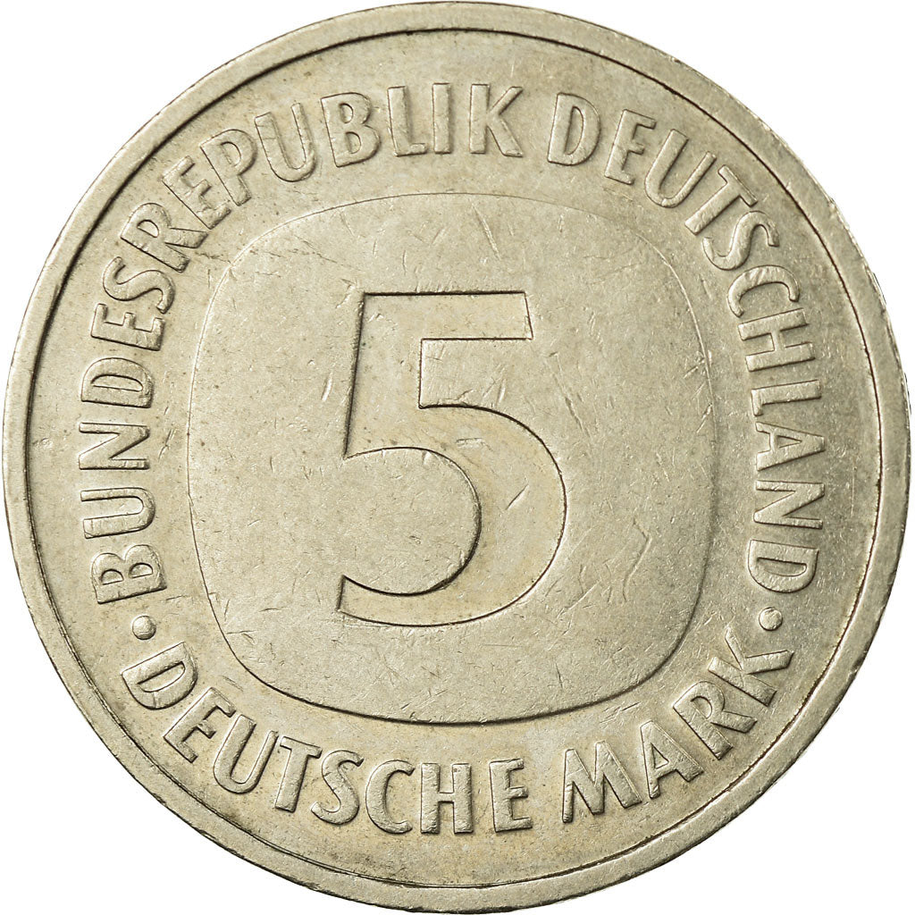 Coin, GERMANY - FEDERAL REPUBLIC, 5 Mark, 1988, Munich, EF(40-45), Copper-Nickel