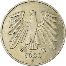 Moneta, GERMANIA - REPUBBLICA FEDERALE, 5 Mark, 1988, Karlsruhe, BB, Nichel