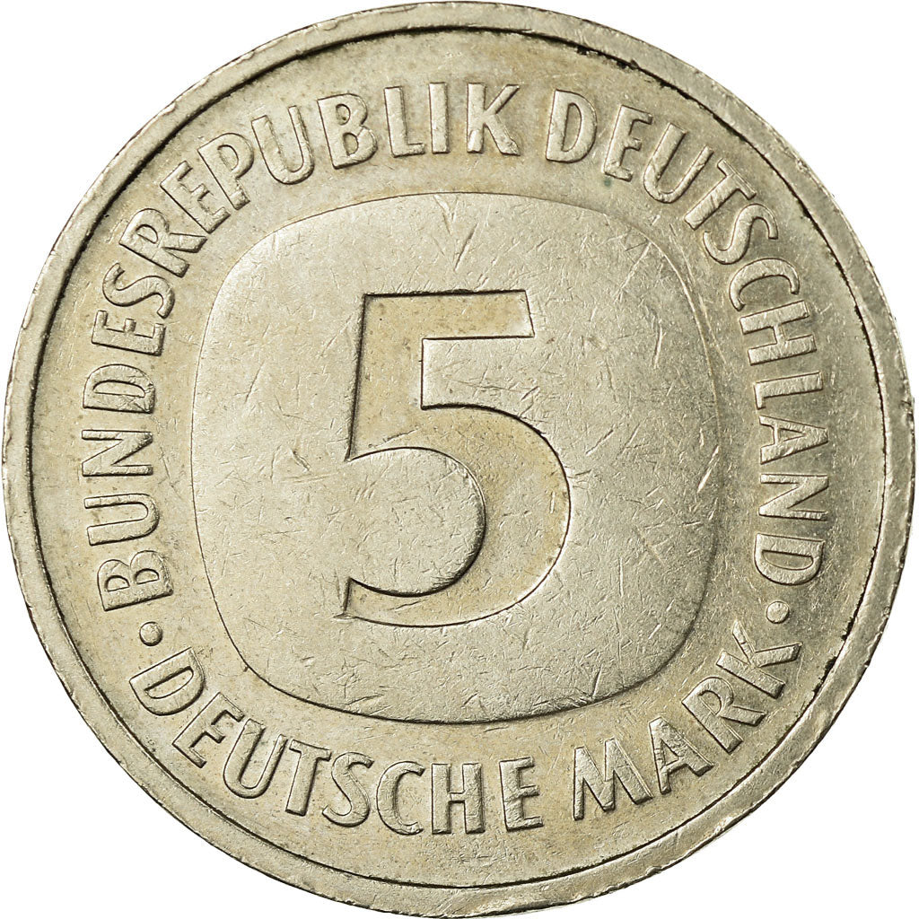 Moneta, GERMANIA - REPUBBLICA FEDERALE, 5 Mark, 1988, Karlsruhe, BB, Nichel