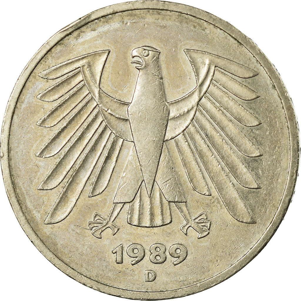 Moneda, ALEMANIA - REPÚBLICA FEDERAL, 5 Mark, 1989, Munich, MBC, Cobre -