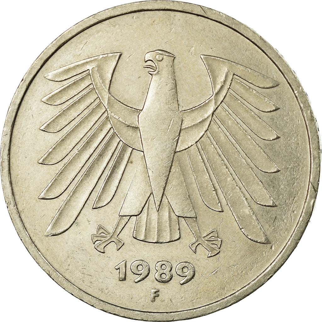 Coin, GERMANY - FEDERAL REPUBLIC, 5 Mark, 1989, Stuttgart, EF(40-45)