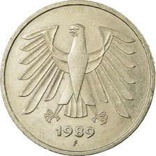Coin, GERMANY - FEDERAL REPUBLIC, 5 Mark, 1989, Stuttgart, EF(40-45)