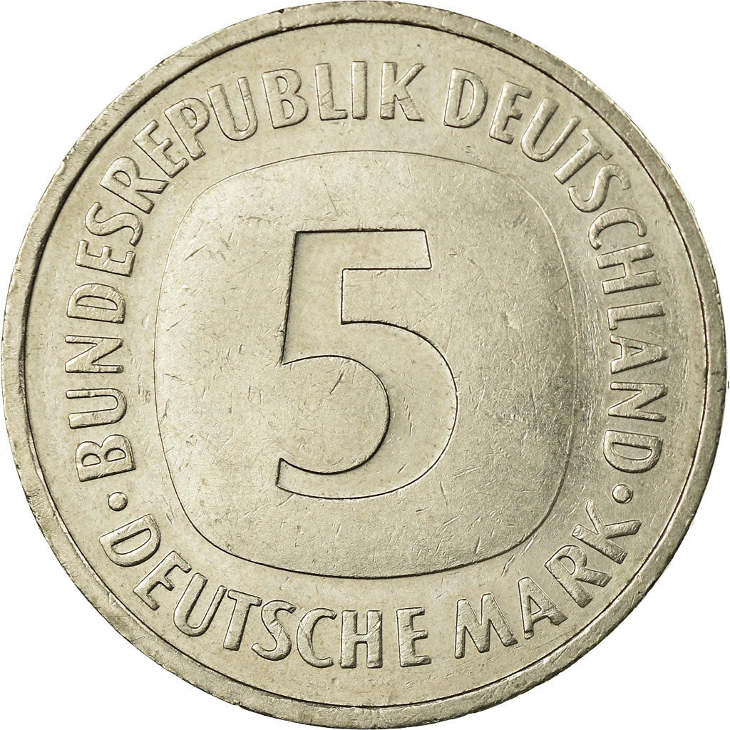 Coin, GERMANY - FEDERAL REPUBLIC, 5 Mark, 1989, Stuttgart, EF(40-45)