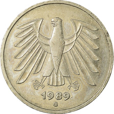 Coin, GERMANY - FEDERAL REPUBLIC, 5 Mark, 1989, Karlsruhe, EF(40-45)