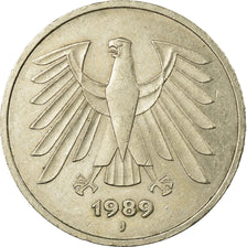 Monnaie, République fédérale allemande, 5 Mark, 1989, Hamburg, TTB