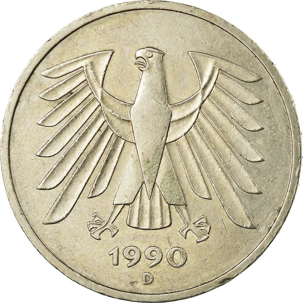 Moeda, ALEMANHA - REPÚBLICA FEDERAL, 5 Mark, 1990, Munich, EF(40-45), Níquel