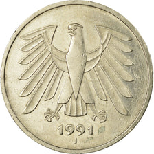 Coin, GERMANY - FEDERAL REPUBLIC, 5 Mark, 1991, Hamburg, EF(40-45)