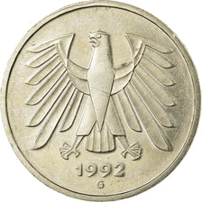 Coin, GERMANY - FEDERAL REPUBLIC, 5 Mark, 1992, Karlsruhe, EF(40-45)