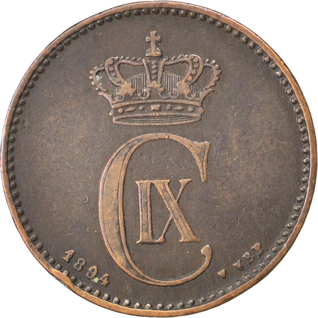 DENMARK, 2 Ore, 1894, Copenhagen, KM #793.2, EF(40-45), Bronze, 3.98
