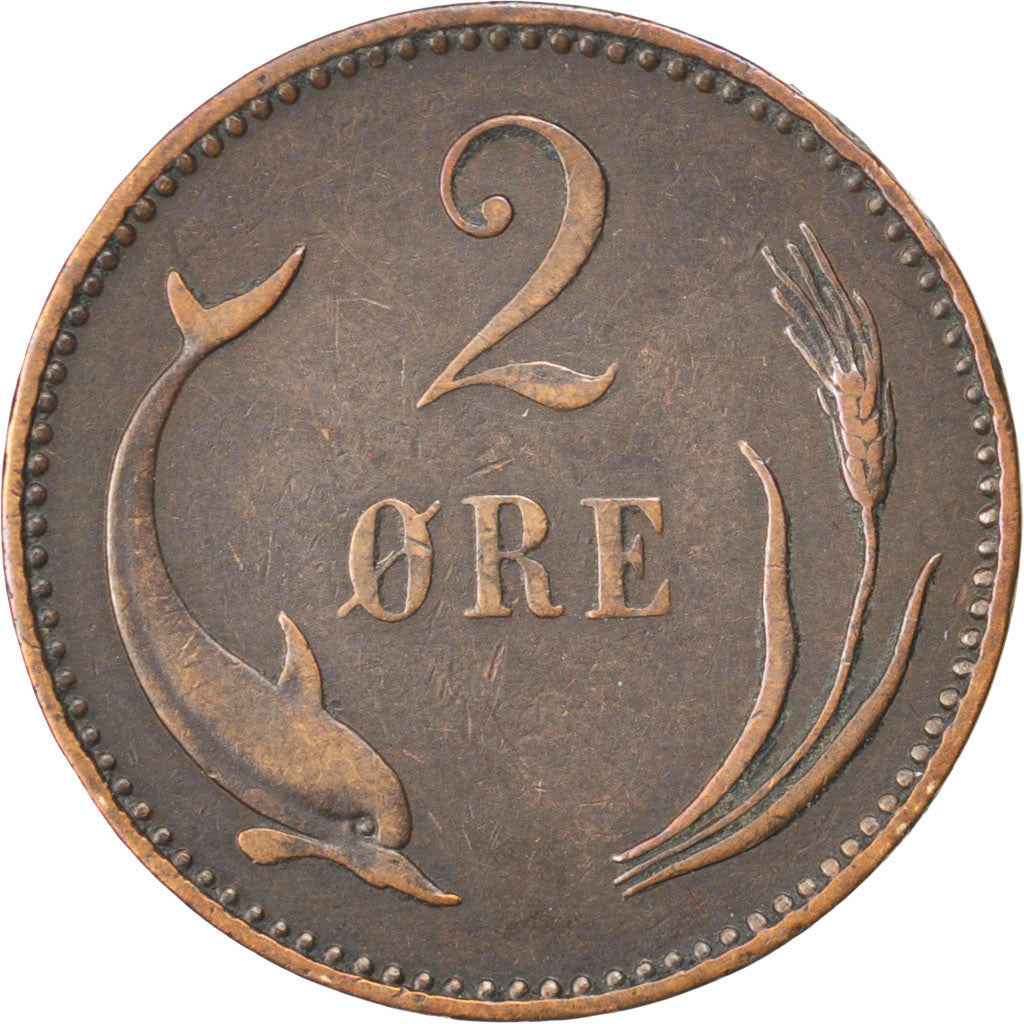 DENMARK, 2 Ore, 1894, Copenhagen, KM #793.2, EF(40-45), Bronze, 3.98