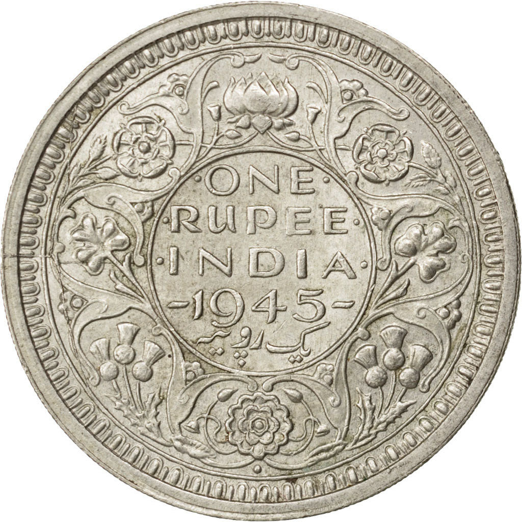 INDIA-BRITISH, Rupee, 1945, KM #557.1, AU(50-53), Silver, 30.5, 11.66