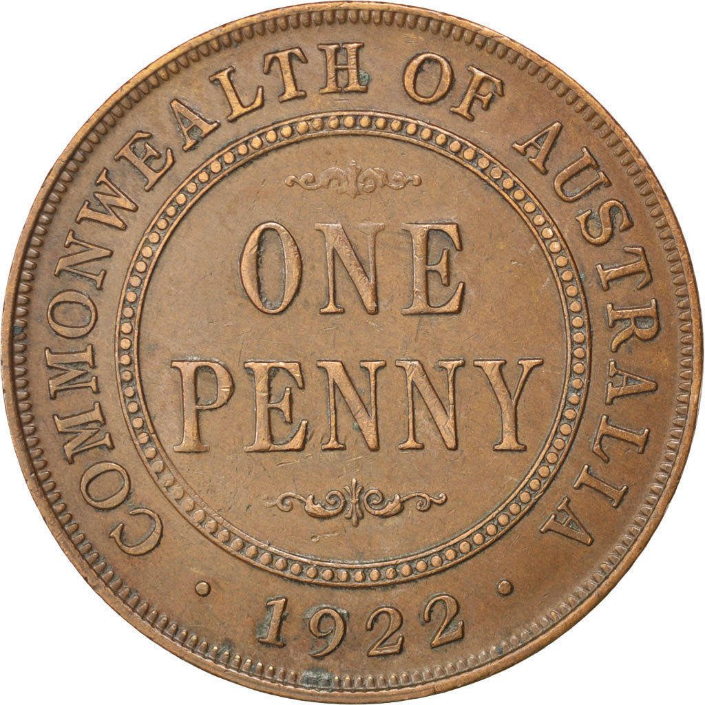 AUSTRALIA, Penny, 1922, KM #23, AU(50-53), Bronze, 30.8, 9.53