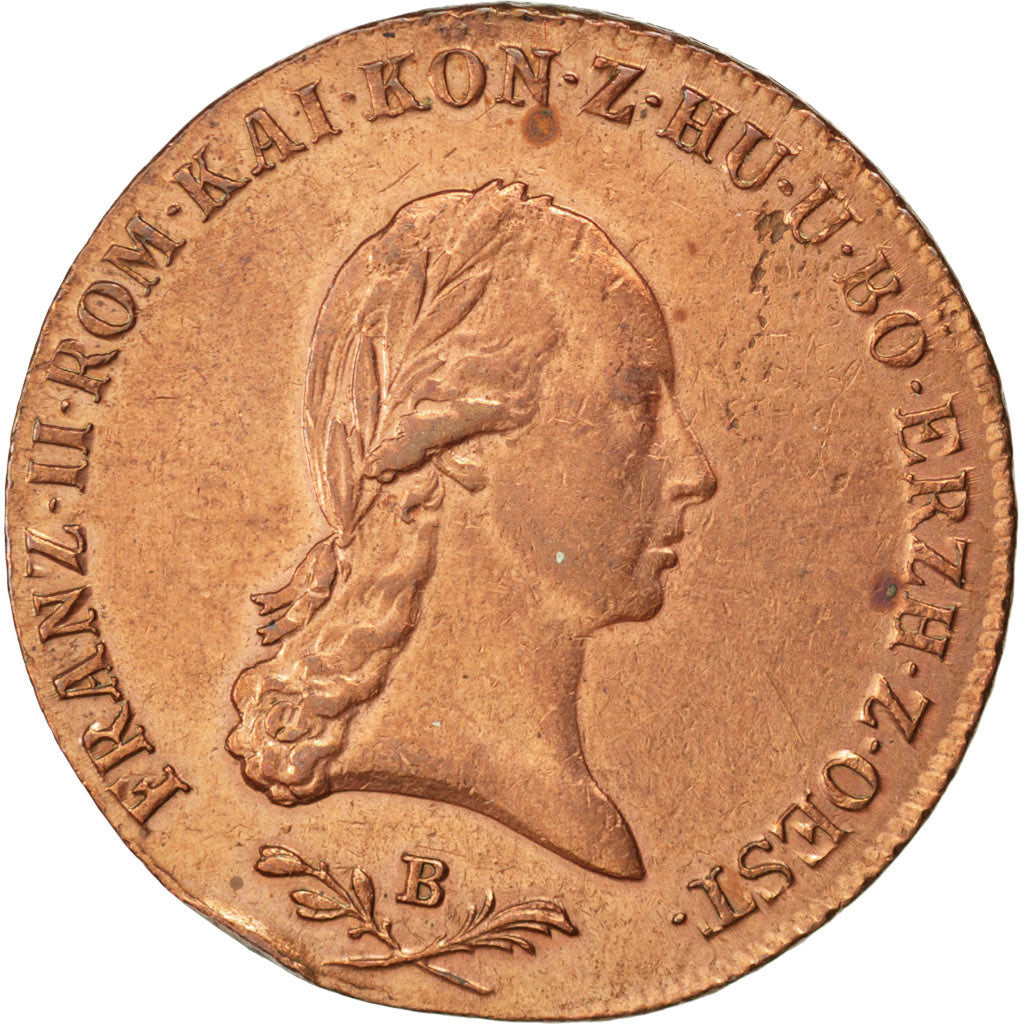 AUSTRIA, 6 Kreuzer, 1800, Kremnitz, KM #2128, AU(55-58), Copper, 12.90