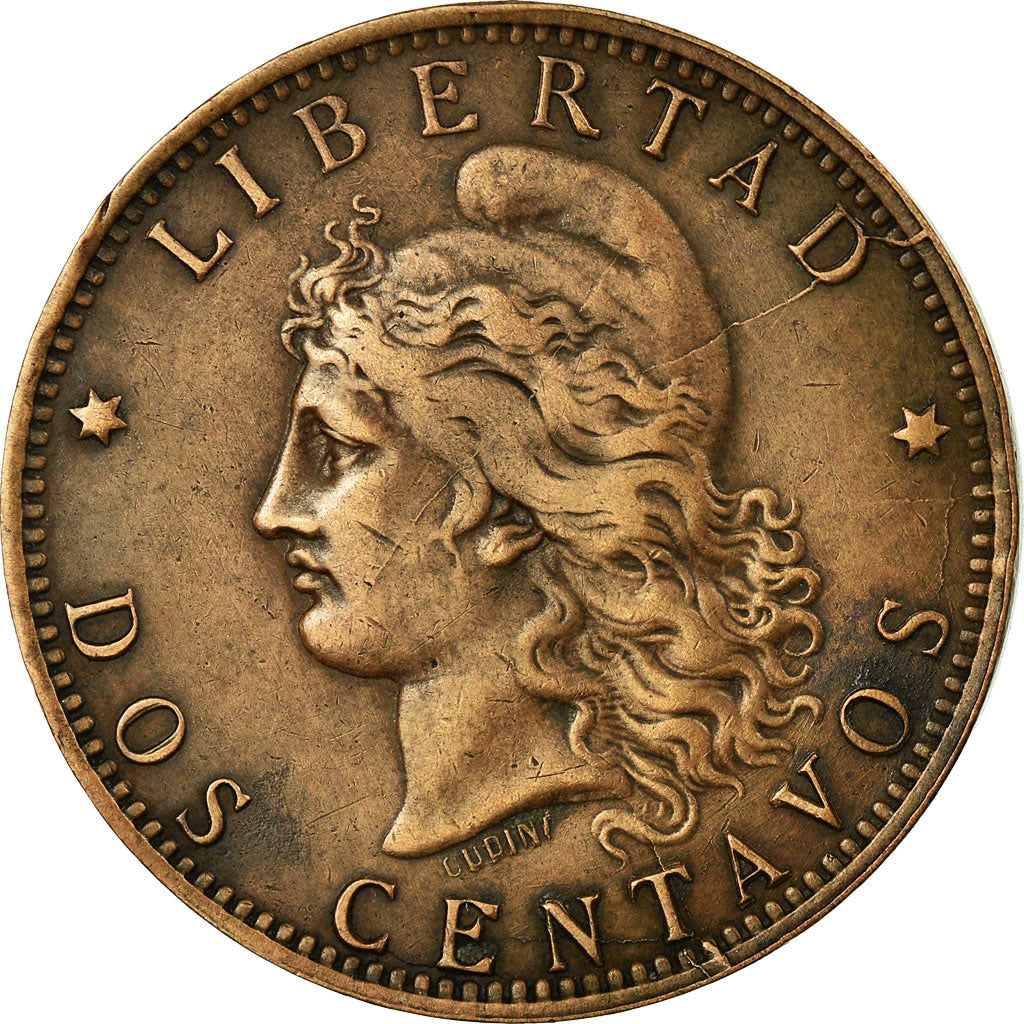 Coin, Argentina, 2 Centavos, 1892, EF(40-45), Bronze, KM:33