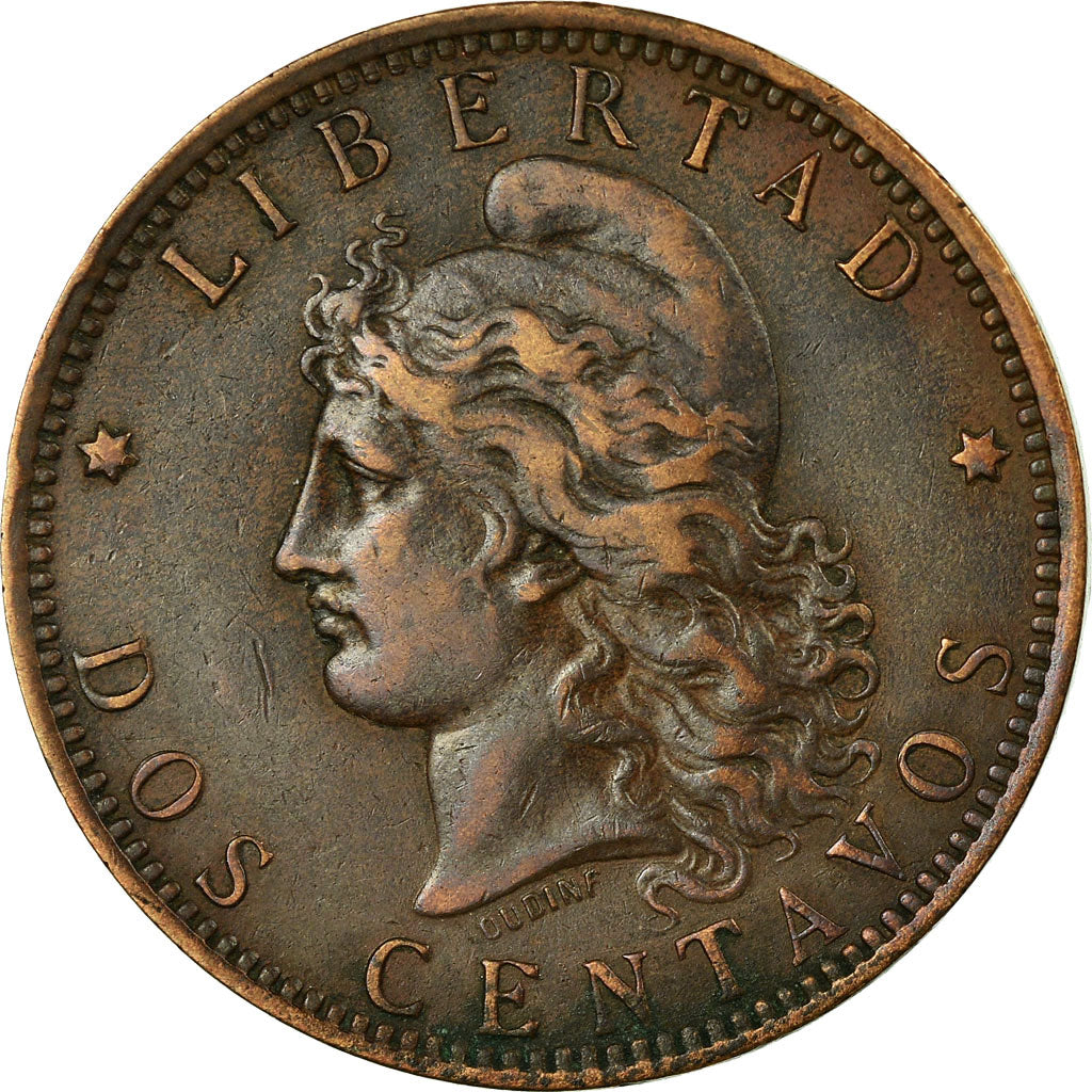 Coin, Argentina, 2 Centavos, 1892, AU(50-53), Bronze, KM:33