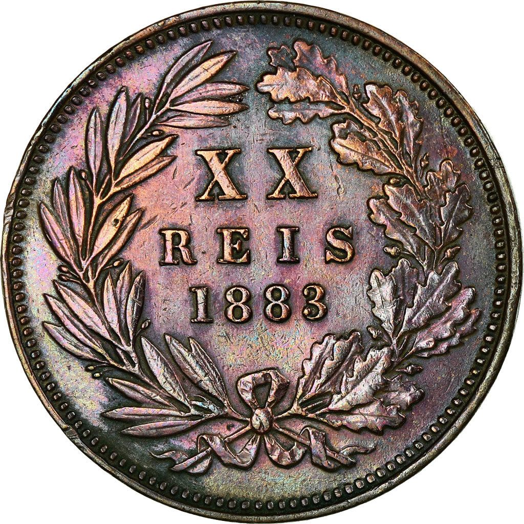Coin, Portugal, Luiz I, 20 Reis, 1883, EF(40-45), Bronze, KM:527