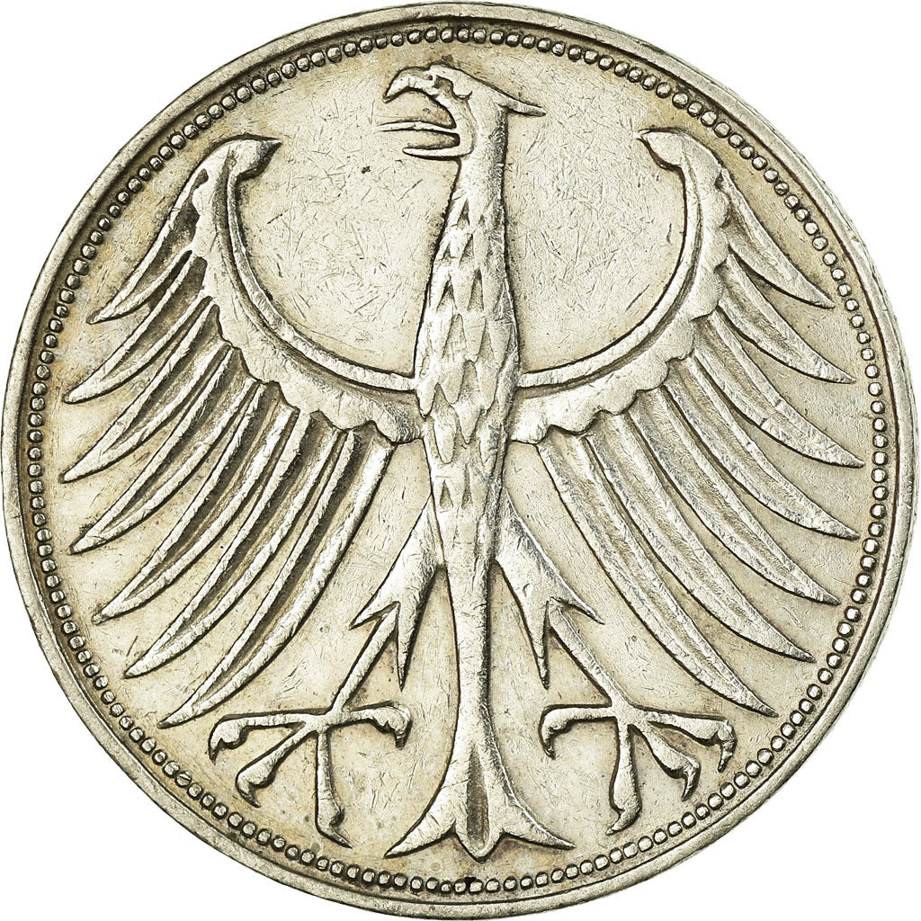Coin, GERMANY - FEDERAL REPUBLIC, 5 Mark, 1951, Stuttgart, EF(40-45), Silver