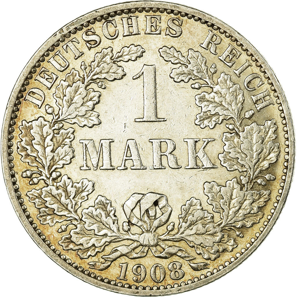 Coin, GERMANY - EMPIRE, Wilhelm II, Mark, 1908, Berlin, EF(40-45), Silver, KM:14