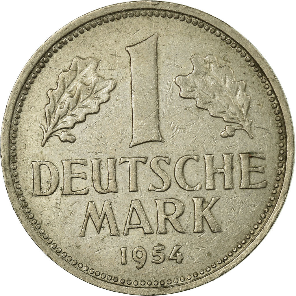 Coin, GERMANY - FEDERAL REPUBLIC, Mark, 1954, Karlsruhe, EF(40-45)